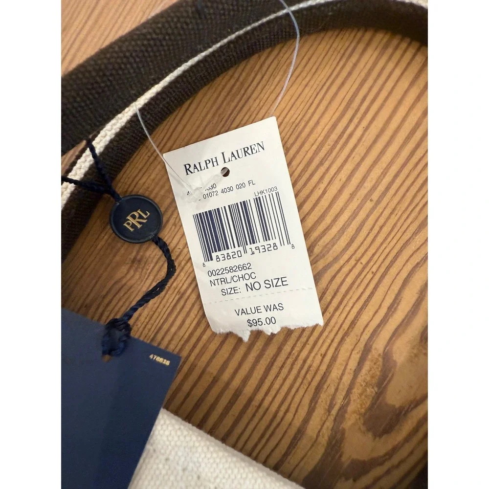 NWT Ralph Lauren Canvas Tote Bag Horse Embroidery Purse Handbag Brown Accents - Picture 4 of 9